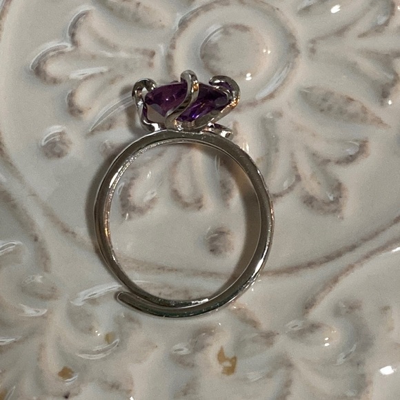 Hand Crafted Amethyst Oval Gemstone Sterling Silver Adjustable Ring Bohemian - Picture 10 of 16